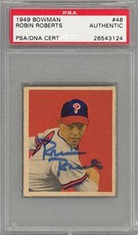 1949 Bowman #46 Robin Roberts Signed Rookie Card - PSA/DNA Authentic